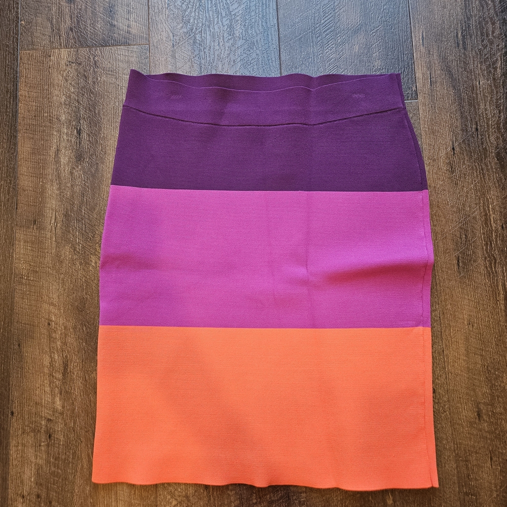 BCBGMaxAzria Women's Colorblock Pencil Skirt - Purple, Pink, and Orange